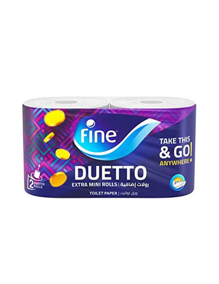 Fine Duetto Extra Mini Toilet Rolls| Pack of 2 Rolls